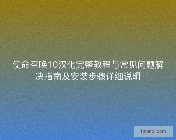 使命召唤10汉化完整教程与常见问题解决指南及安装步骤详细说明